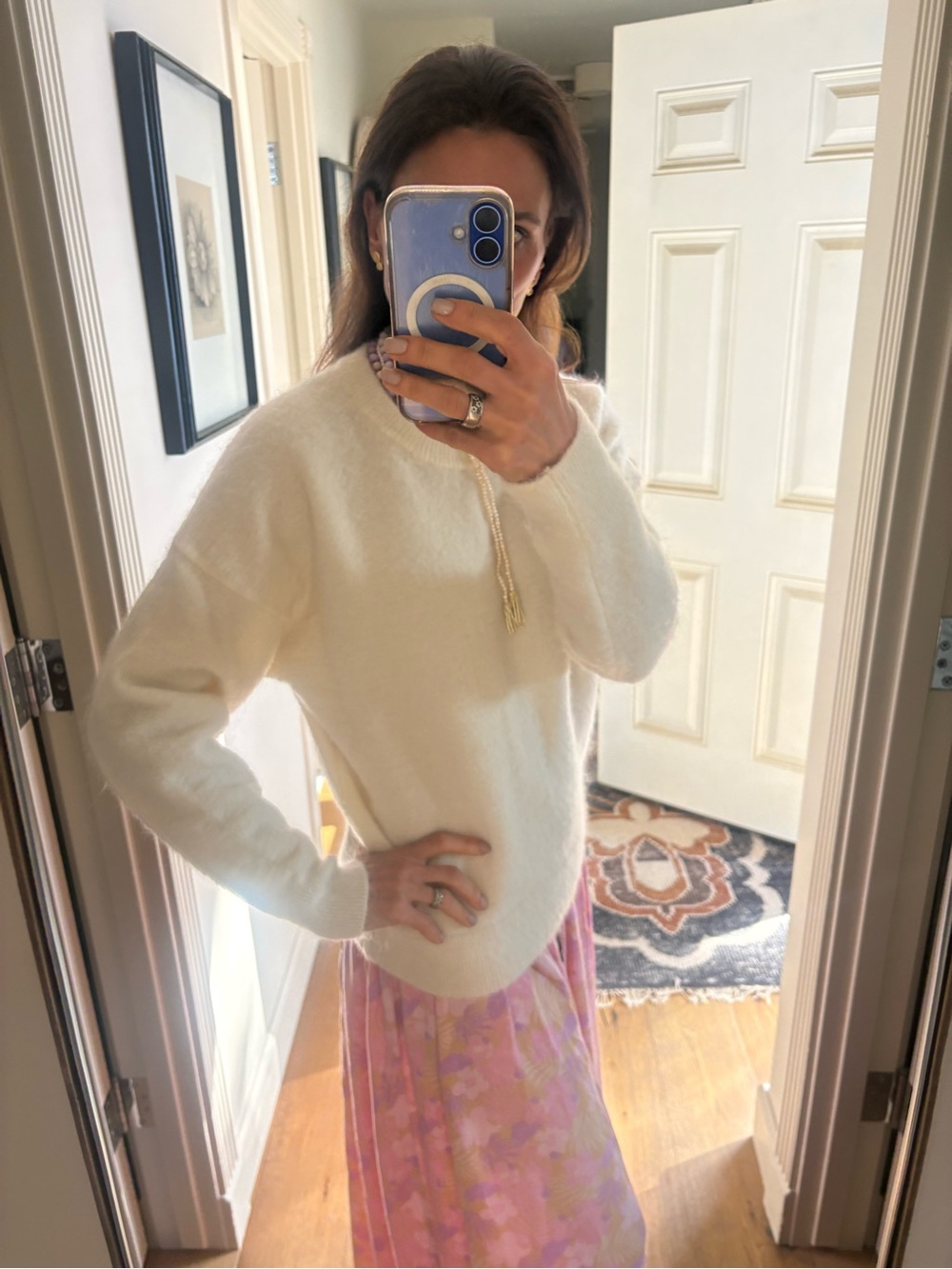 Rag & Bone Ivory Dalia Mohair & Wool Blend Fuzzy Crewneck Sweater Size Small